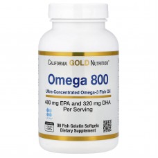 California Gold Nutrition, омега 800, рыбий жир фармацевтической степени чистоты, 80% ЭПК/ДГК, в форме триглицеридов, 1000 мг, 90 капсул из рыбьего желатина California Gold Nutrition, омега 800, рыбий жир фармацевтической степени чистоты, 80% ЭПК/ДГК, в форме триглицеридов, 1000 мг, 90 капсул из рыбьего желатина